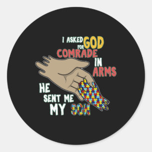 Sticker Rond Son enfant autiste pièce de puzzle cool sensibilis