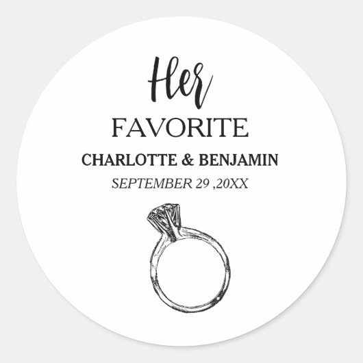 Sticker Rond Son Favori de Cadeau de Mariage (Devant)