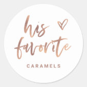Sticker Rond Son favori | Décontracté Rose Gold Script and Hear (Devant)