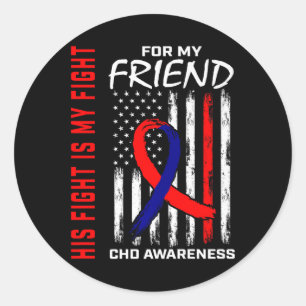 Sticker Rond Son Fight Friend Chd Awareness American Flag Graph