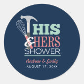 Sticker Rond Son & Hers Hammer Whisk Handicap Couple Douche (Devant)