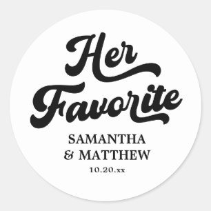 Sticker Rond Son Mariage Disco Noir et Blanc Préféré