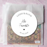 Sticker Rond Son Mariage Moderne Préféré Bonbon Favoriser<br><div class="desc">Son Sticker Mariage Moderne Favori Favor Classic Round Sticker</div>