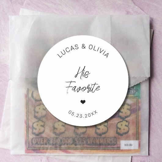 Sticker Rond Son Mariage Moderne Préféré Bonbon Favoriser