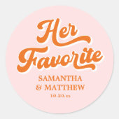Sticker Rond Son Mariage Rétro préféré Candy Favoriser (Devant)
