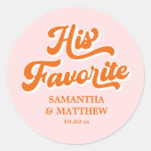 Sticker Rond Son Mariage Rétro Préféré Faveur (Devant)