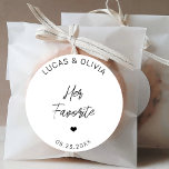 Sticker Rond Son Mariage tendance favori Bonbon Favoriser Perso<br><div class="desc">Son Mariage tendance favori,  bonbon,  privilégie l'autocollant rond classique personnalisé</div>
