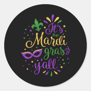 Sticker Rond Son Masque Mardi Gras Yall Mardi Gras Party