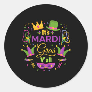 Sticker Rond Son Masque Mardi Gras Yall Mardi Gras Party