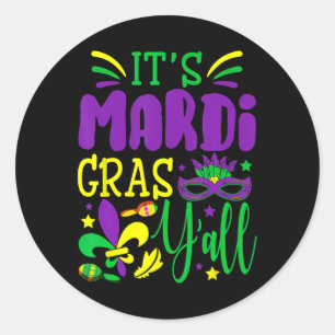 Sticker Rond Son Masque Mardi Gras Yall Mardi Gras Party