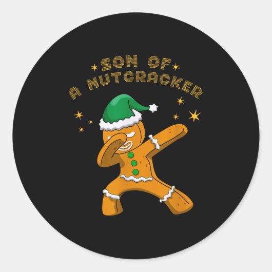 Sticker Rond Son Of A Nutcracker Pajamas Christmas Gingerbread  (Devant)