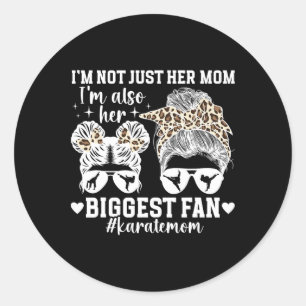 Sticker Rond Son Plus Grand Fan Karate Maman Karate Mother Kara
