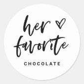Sticker Rond Son préféré | Script Décontracté moderne et coeur (Devant)
