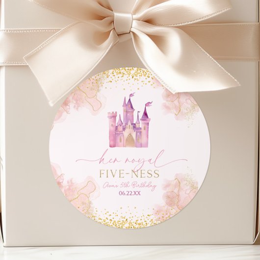 Sticker Rond Son Royal Five-Ness Princess 5th Birthday Party