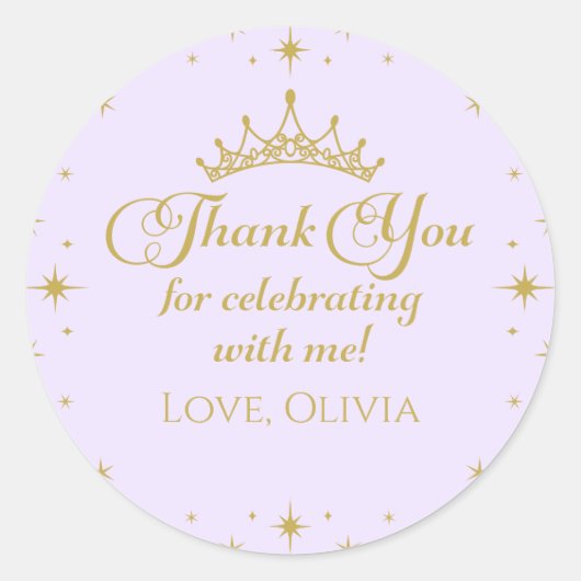 Sticker Rond Son Royal Fiveness Princesse Or 5 ans (Devant)