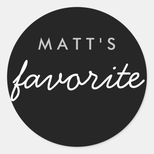 Sticker Rond "Son" Snack préféré Noir Argent (Devant)