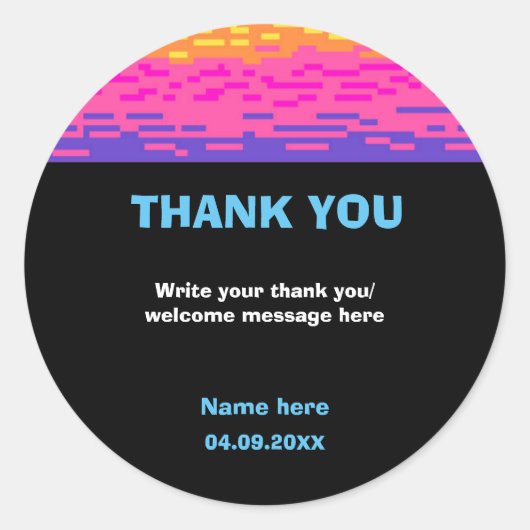 Sticker Rond Son Temps De Jeu Enfants Pixeleleled Jeu Anniversa (Devant)