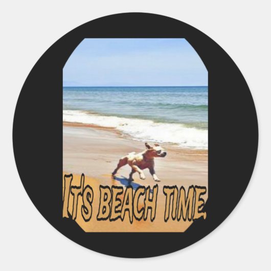 Sticker Rond Son temps de plage (Devant)