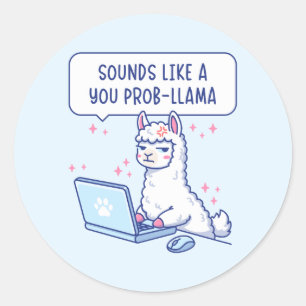 Sticker Rond Sonne comme un problème de lama - Lama de bureau m