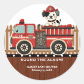 Sticker Rond Sonne l'alarme ! Baby shower de camion moderne (Devant)