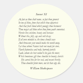 Sticker Rond Sonnet # 11 par William Shakespeare