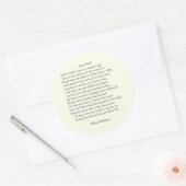 Sticker Rond Sonnet # 18 par William Shakespeare (Enveloppe)