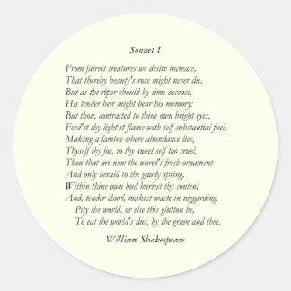 Sticker Rond Sonnet # 1 par William Shakespeare