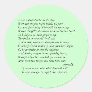 Sticker Rond Sonnet # 23 par William Shakespeare