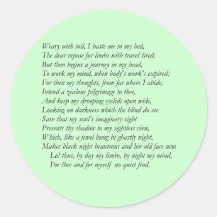 Sticker Rond Sonnet # 27 par William Shakespeare
