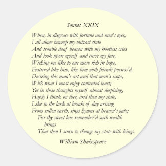 Sticker Rond Sonnet # 29 par William Shakespeare