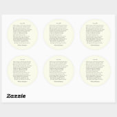 Sticker Rond Sonnet # 3 par William Shakespeare (Feuille)