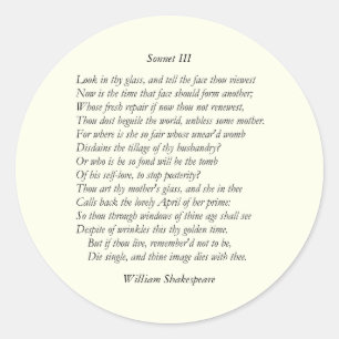 Sticker Rond Sonnet # 3 par William Shakespeare