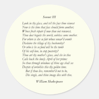 Sticker Rond Sonnet # 3 par William Shakespeare