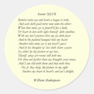Sticker Rond Sonnet # 47 par William Shakespeare