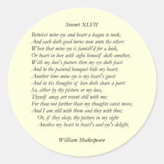 Sticker Rond Sonnet # 47 par William Shakespeare