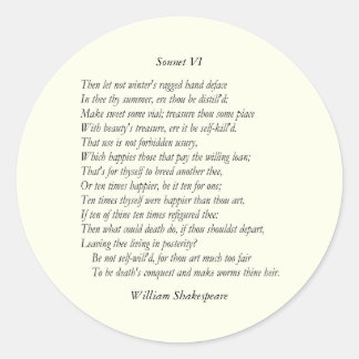 Sticker Rond Sonnet # 6 par William Shakespeare