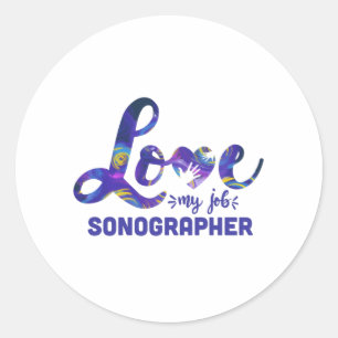 Sticker Rond Sonographe, Ultrasound technologie idée cadeau