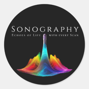 Sticker Rond Sonographie - Ondes Ultrasoniques Colorées