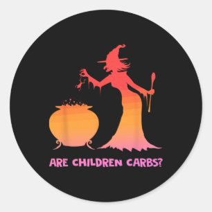Sticker Rond Sont Enfants Carbs Witch Cauldron Halloween Concep