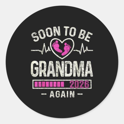 Sticker Rond Soon To Be Grandma Again 2026 Expecting Baby Grand (Devant)