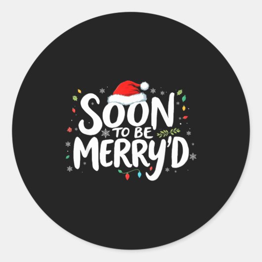 Sticker Rond Soon To Be Merry'd Christmas Engaged Fiance Santa  (Devant)