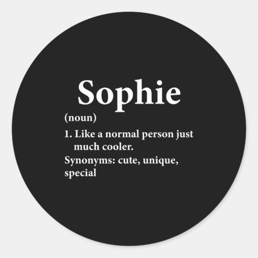 Sticker Rond Sophie Name Definition Funny D (Devant)