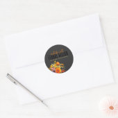 Sticker Rond Sophisticated Floral Design Black Orange Flowers (Enveloppe)