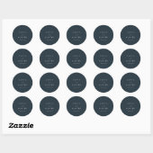 Sticker Rond Sophisticated Navy Typographic (Feuille)