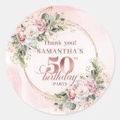 Sticker Rond Sophisticated Rose Gold Blush 50th Birthday Labels (Devant)