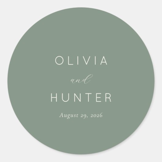 Sticker Rond Sophisticated Sage Minimalist Typographic (Devant)