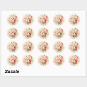 Sticker Rond Sophistication Vieillissante, Peachy Rose Shabby C (Feuille)