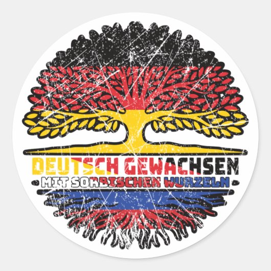 Sticker Rond Sorben Sorbisch Deutsch Deutschland Baum Wurzel (Devant)