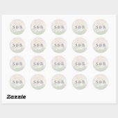 Sticker Rond Sorbet | Aquarelle Pastel Mariage Monogram (Feuille)