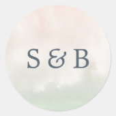Sticker Rond Sorbet | Aquarelle Pastel Mariage Monogram (Devant)